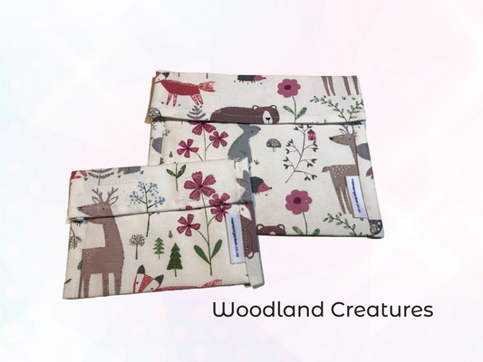 Duo Bundle of Handmade Reusable Sandwich Bag and Snack Bag